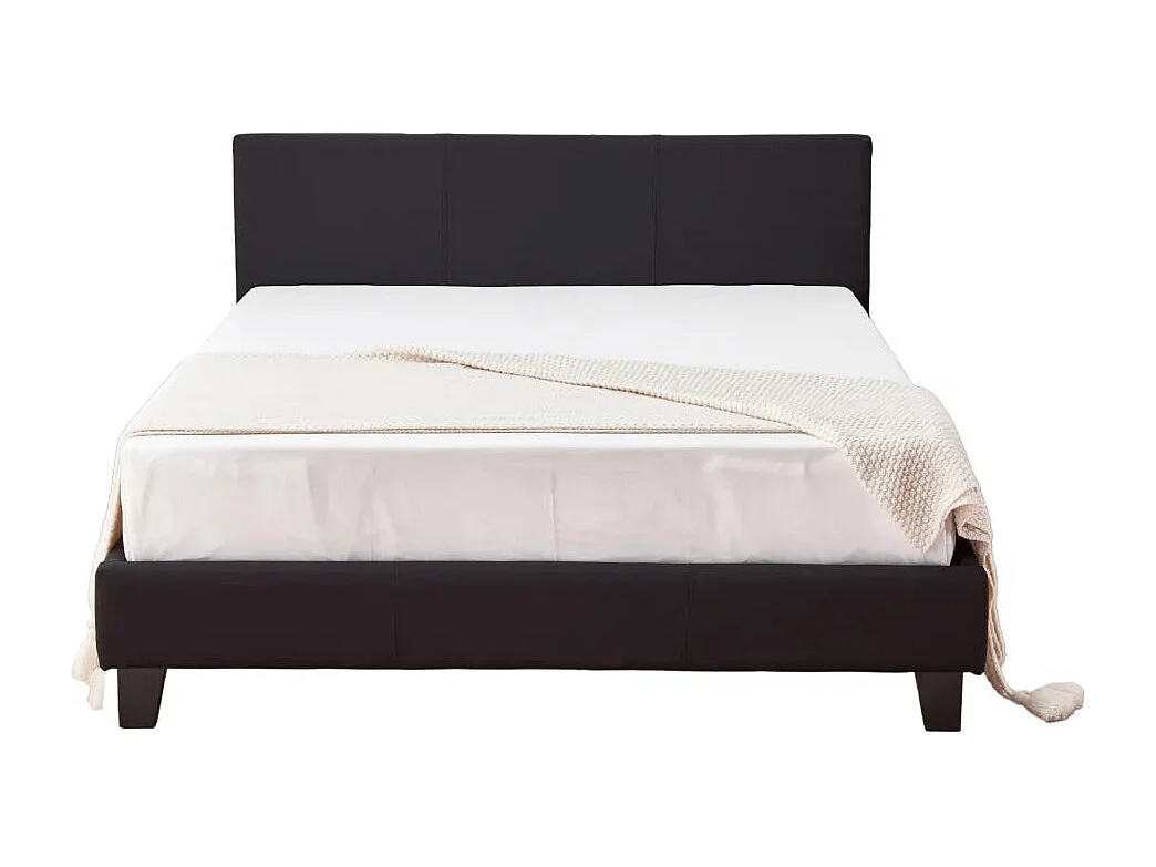 Lit 2 places  MELBOURNE simili cuir NOIR 140x190 cm avec sommier intégré