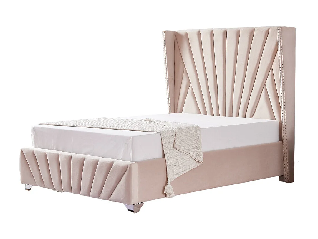 Lit 2 places 180x200cm BONIFACIO Velours sommier intégré