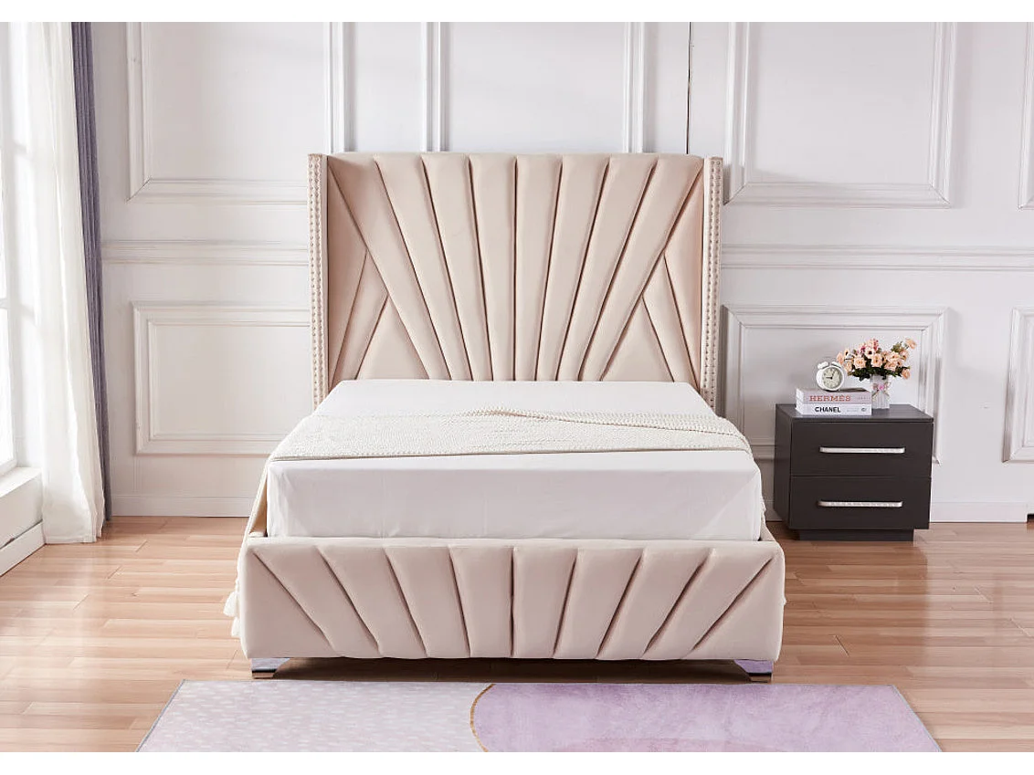 Lit 2 places 180x200cm BONIFACIO Velours sommier intégré