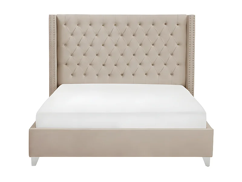 Lit double 180X200 cm PRINCESSE velours sommier inclus