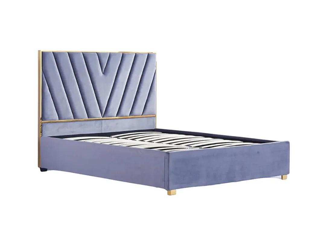 Lit adulte 140x190 cm VERA en velours avec sommier intégré