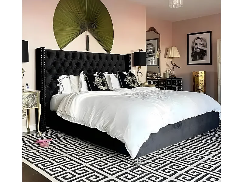 Lit double 180X200 cm PRINCESSE velours sommier inclus