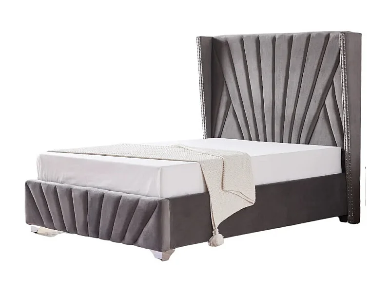 Lit 2 places 140x190 cm BONIFACIO Velours sommier intégré