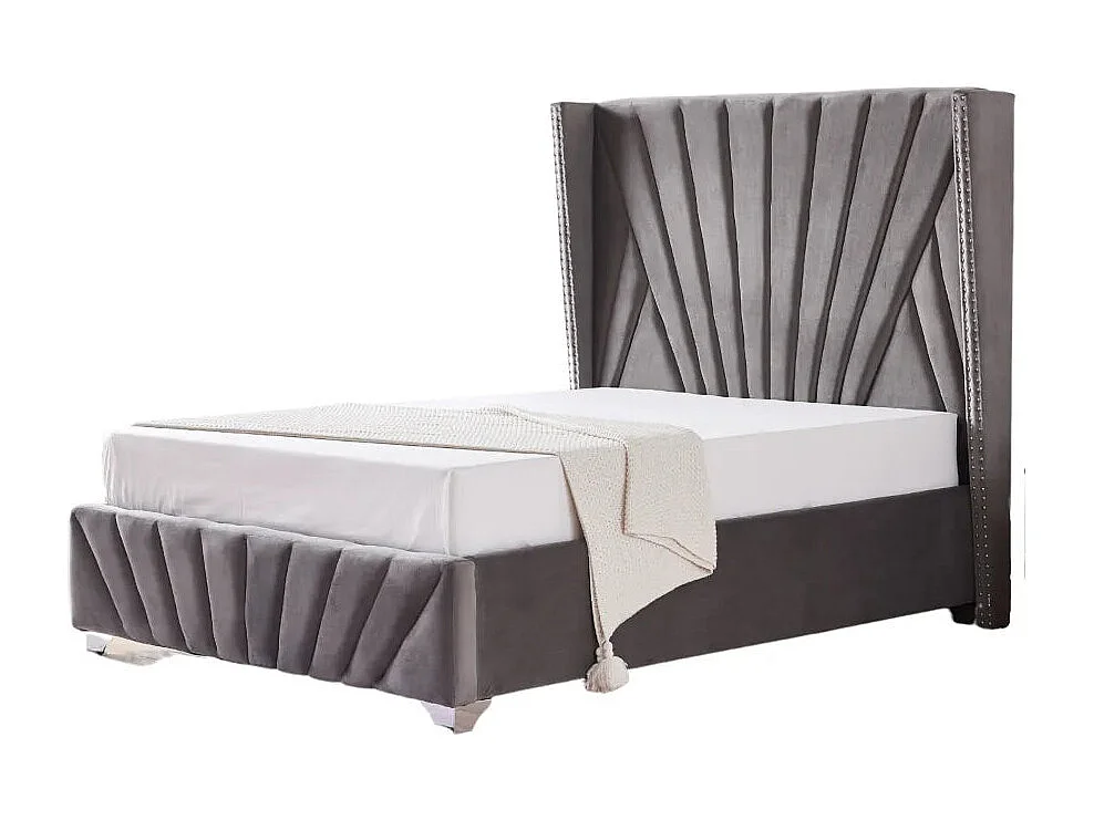 Lit 2 places 140x190 cm BONIFACIO Velours sommier intégré