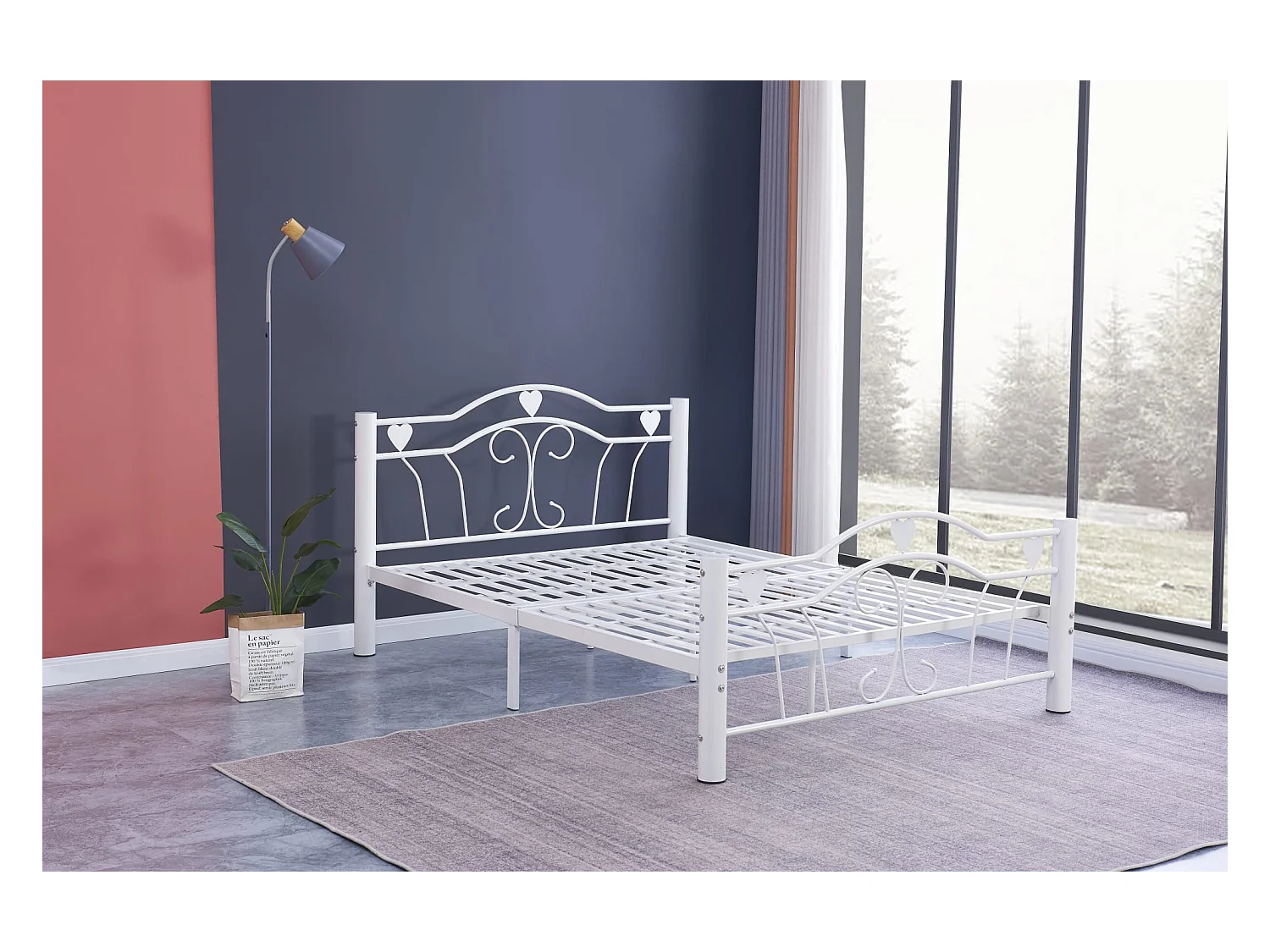 LIT METAL HERCULE BLANC 160X200cm