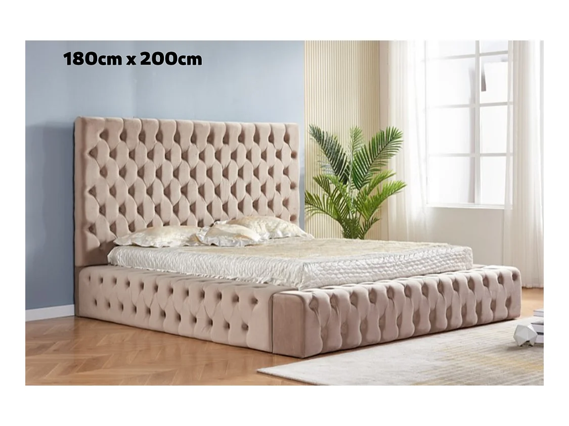 Cadre de Lit ROYAL – Velours – 2 Places 180x200 cm