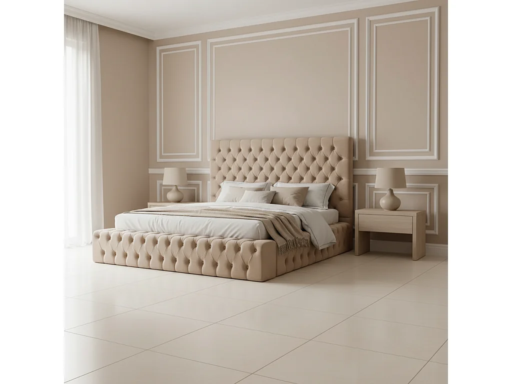 Cadre de Lit ROYAL – Velours – 2 Places 180x200 cm