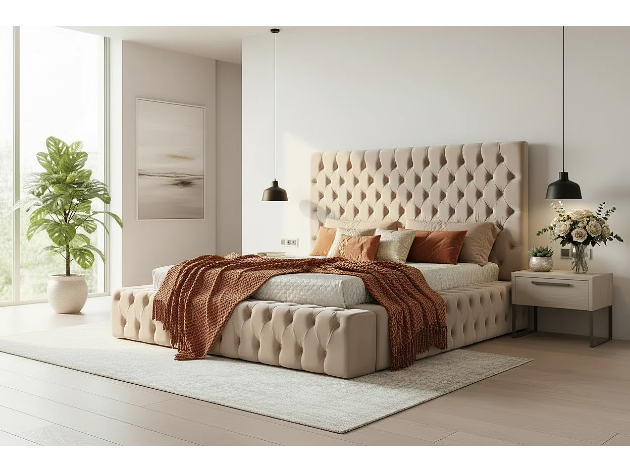 Cadre de lit double en velours 180x200 cm ROYAL