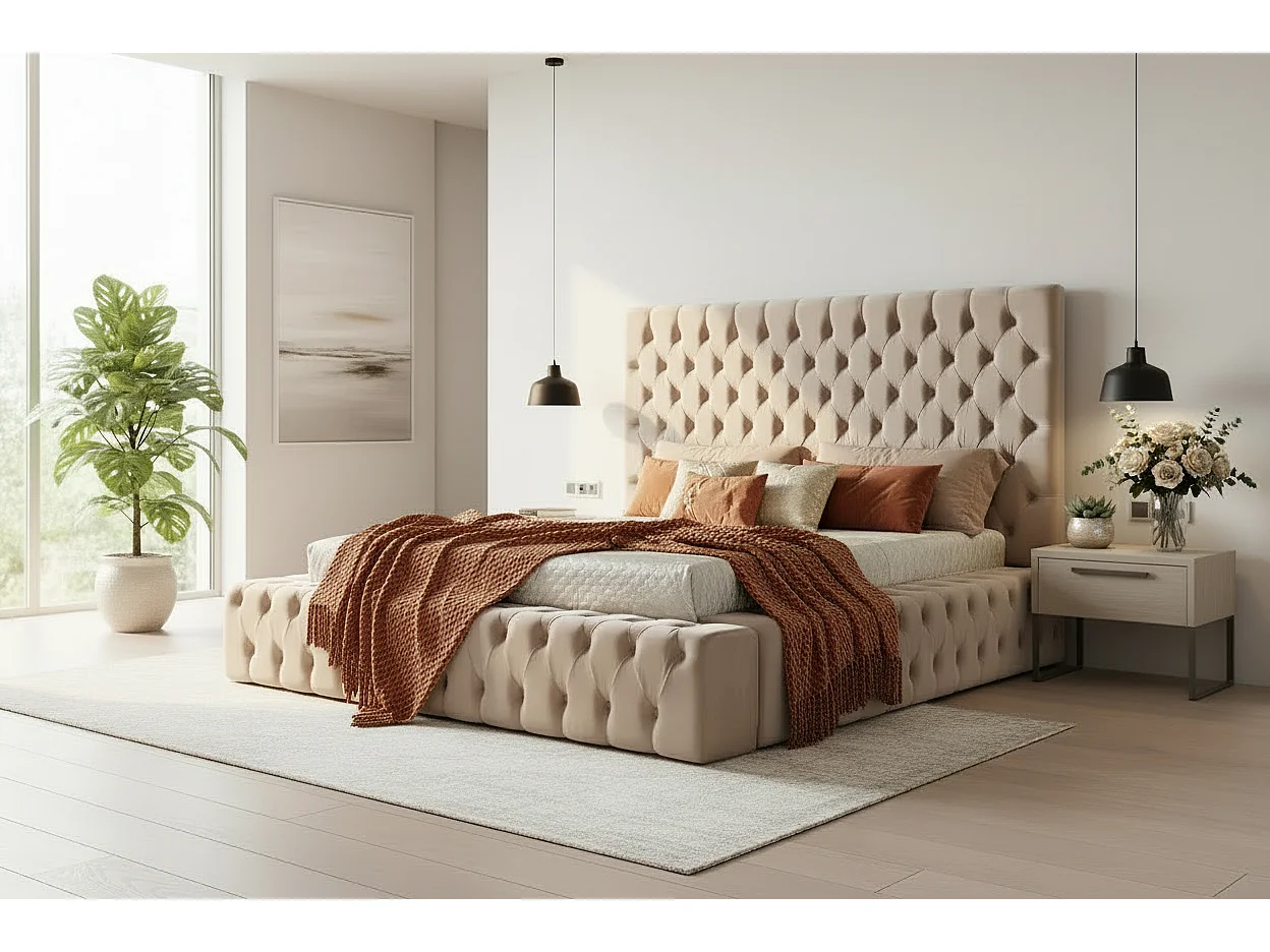 Cadre de lit double en velours 180x200 cm ROYAL