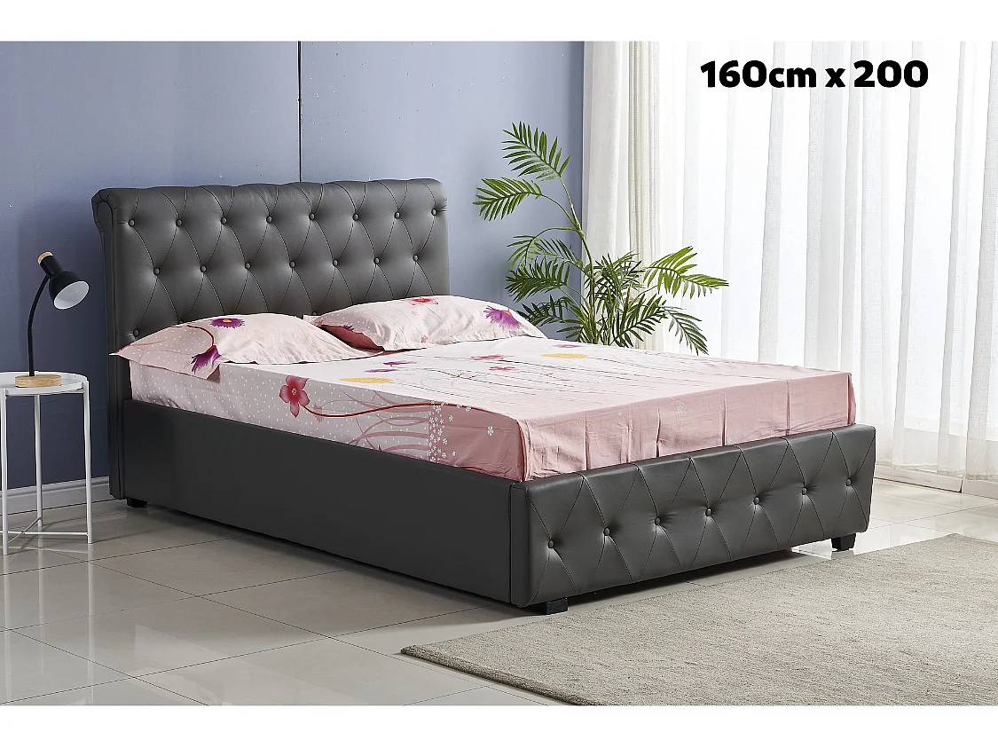 Lit 2 places 160x200 cm COCTO simili cuir sommier inclus