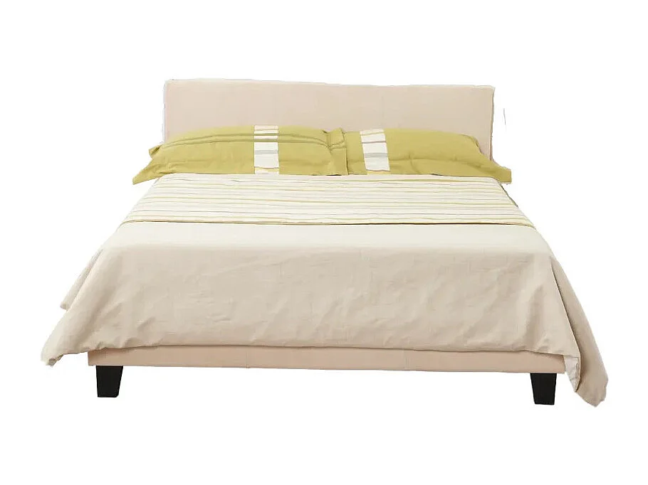 Lit 2 places  MELBOURNE Velours BEIGE 160x200 cm avec sommier intégré