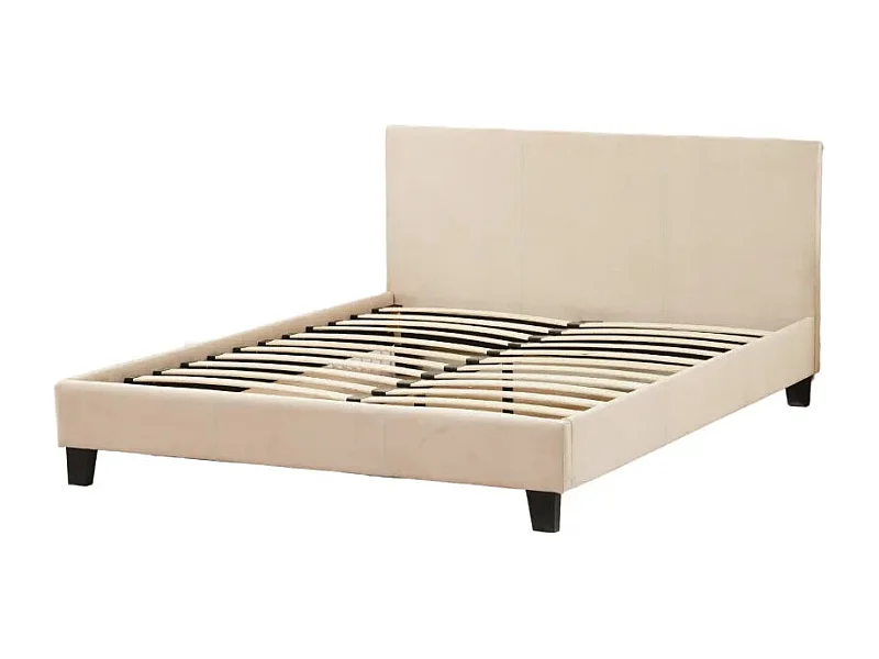 Lit 2 places  MELBOURNE Velours BEIGE 160x200 cm avec sommier intégré