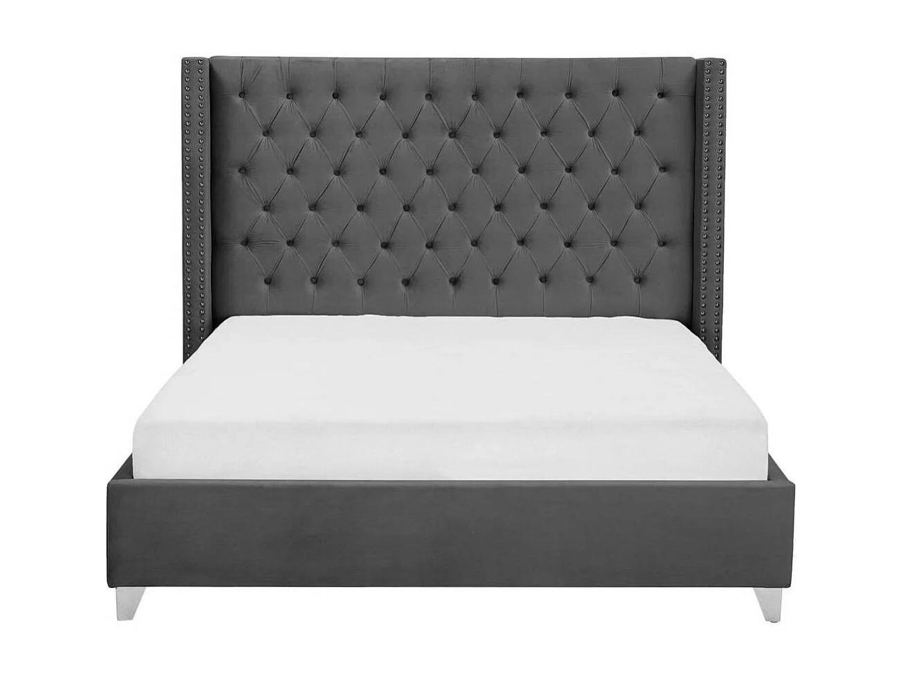 Lit double 180X200 cm PRINCESSE velours sommier inclus