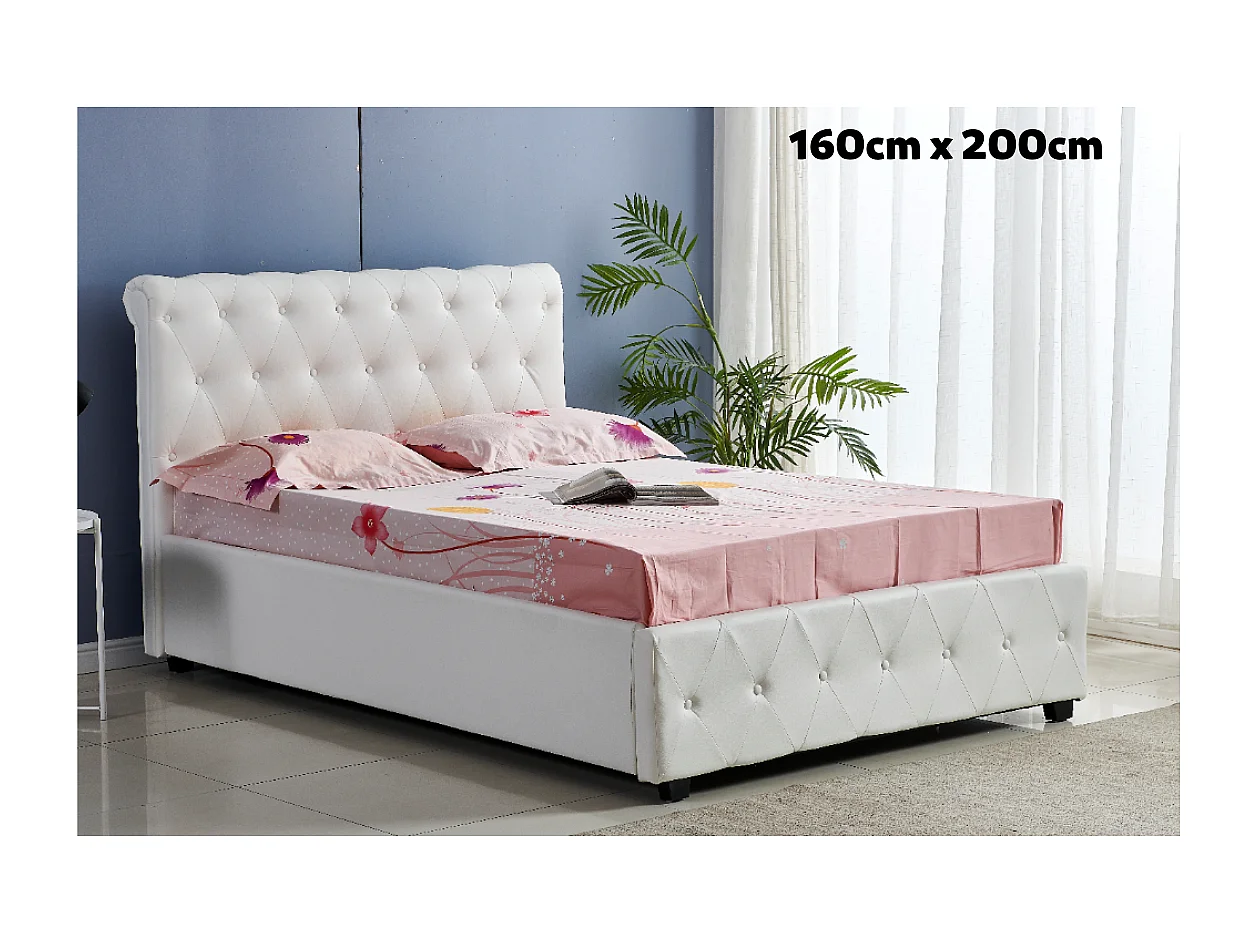 Lit 2 places 160x200 cm COCTO simili cuir sommier inclus