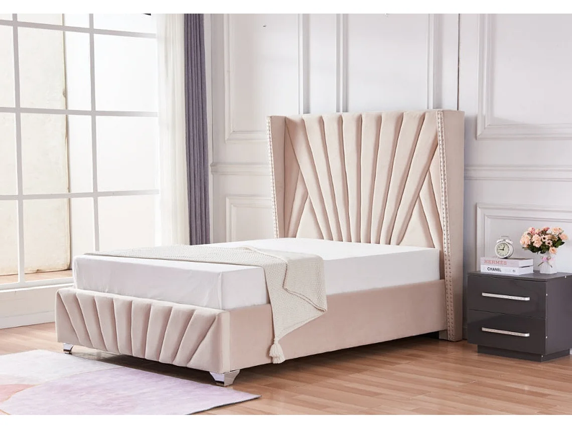 Lit 2 places 140x190 cm BONIFACIO Velours sommier intégré