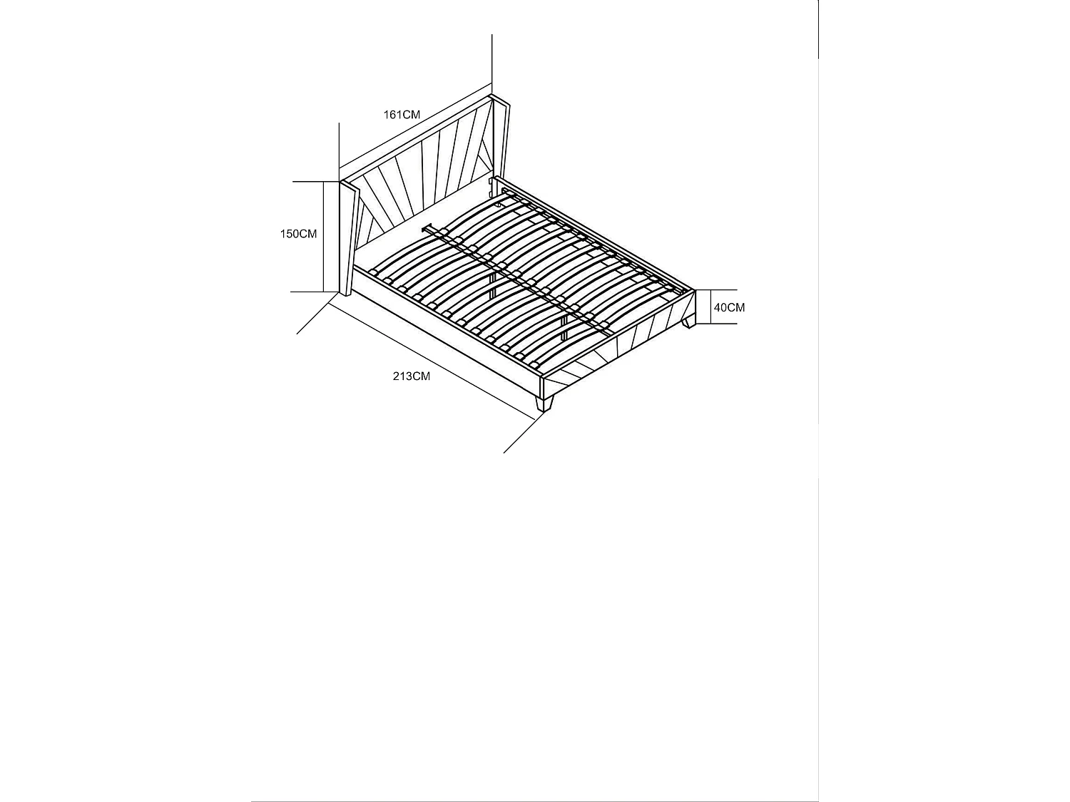 Lit 2 places 140x190 cm BONIFACIO Velours sommier intégré