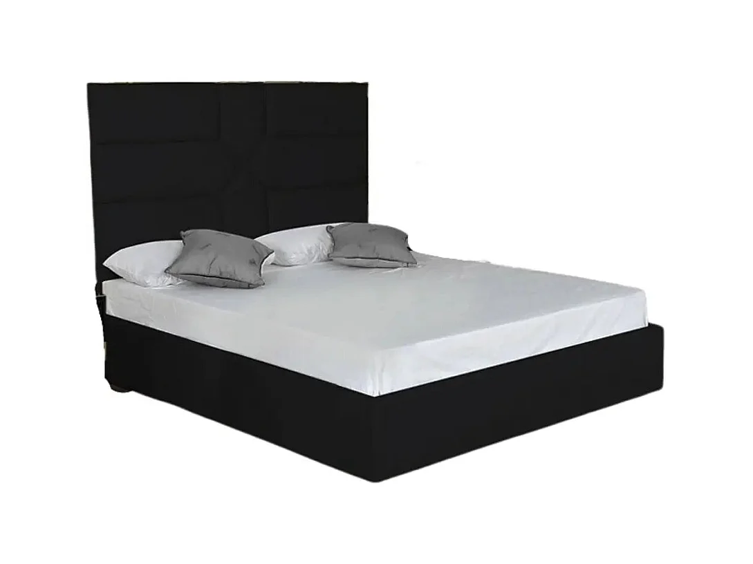Lit 2 places  GOLD MARK similicuir NOIR 140x190 cm avec sommier intégré