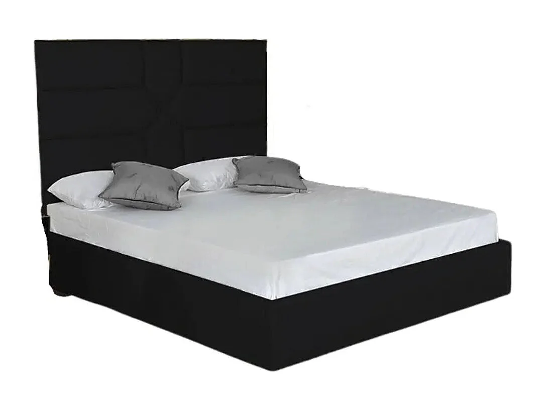 Lit 2 places  GOLD MARK similicuir NOIR 140x190 cm avec sommier intégré