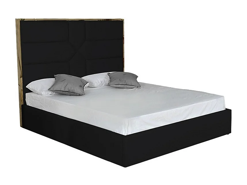 Lit 2 places  GOLD MARK similicuir NOIR 140x190 cm avec sommier intégré