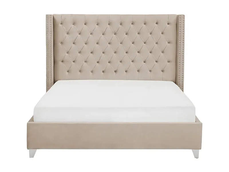 Lit double 180X200 cm PRINCESSE velours sommier inclus