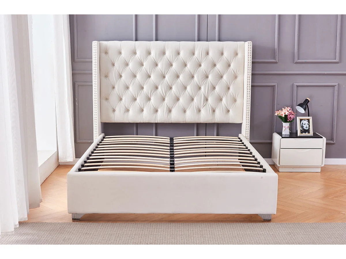 Lit double 180X200 cm PRINCESSE velours sommier inclus