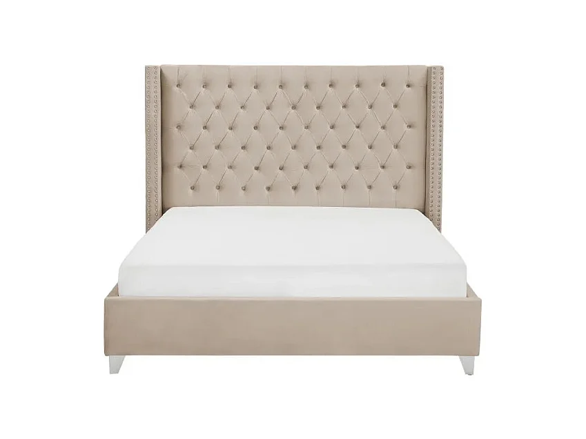 Lit double 180X200 cm PRINCESSE velours sommier inclus