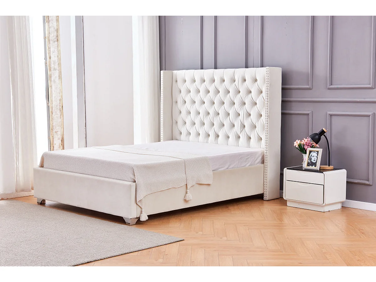 Lit double 180X200 cm PRINCESSE velours sommier inclus