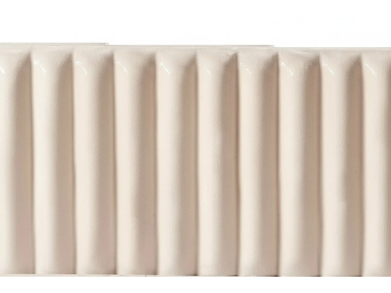 Lit 2 places FAYE design velours Beige sommier inclus 140x190 cm