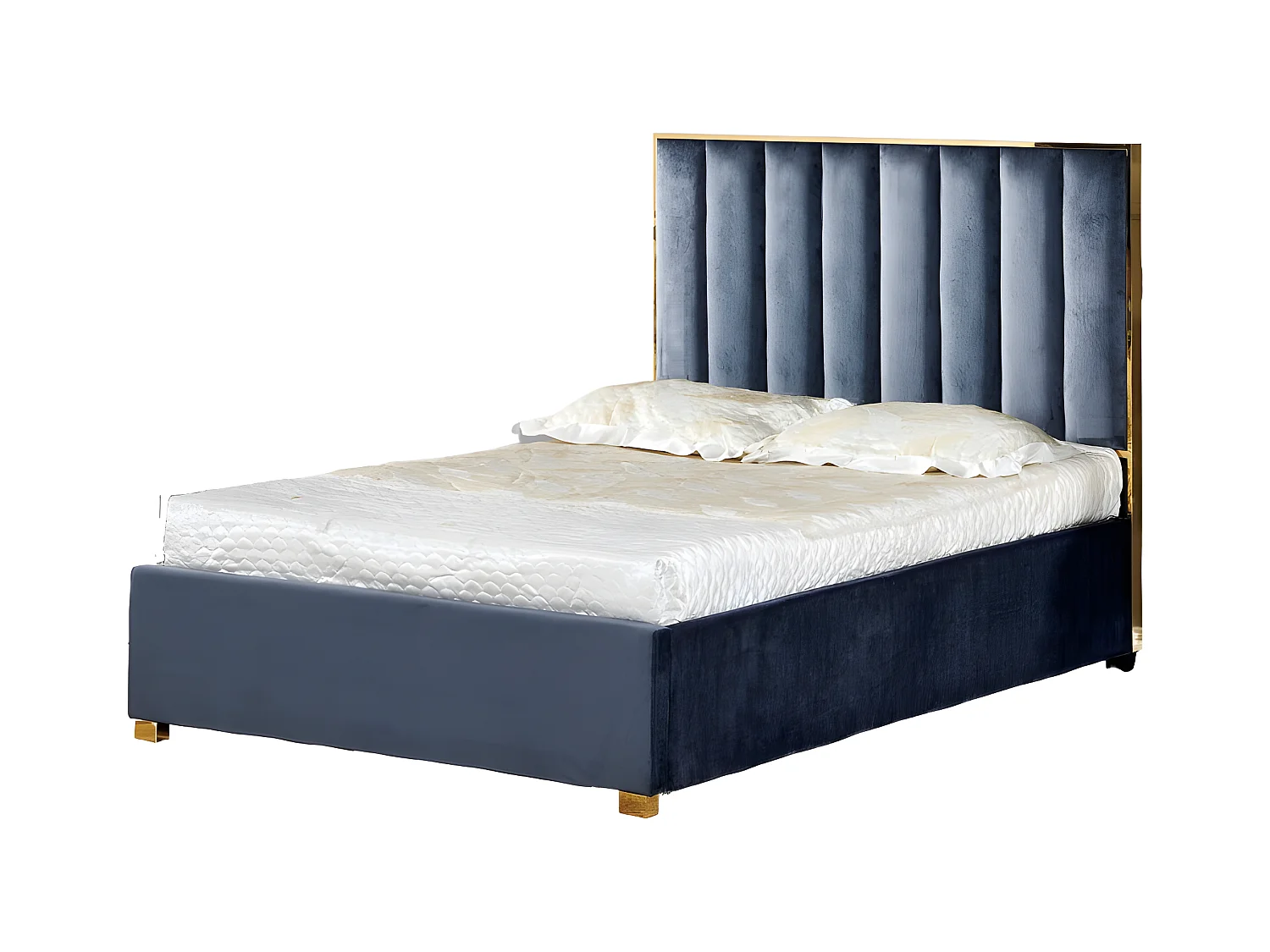 Lit 2 places 160x200 cm TONY velours sommier inclus