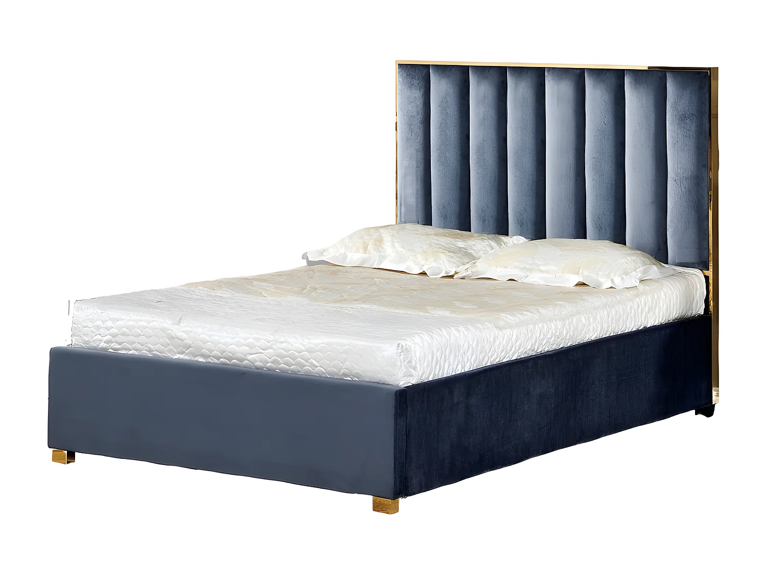 Lit 2 places 160x200 cm TONY velours sommier inclus