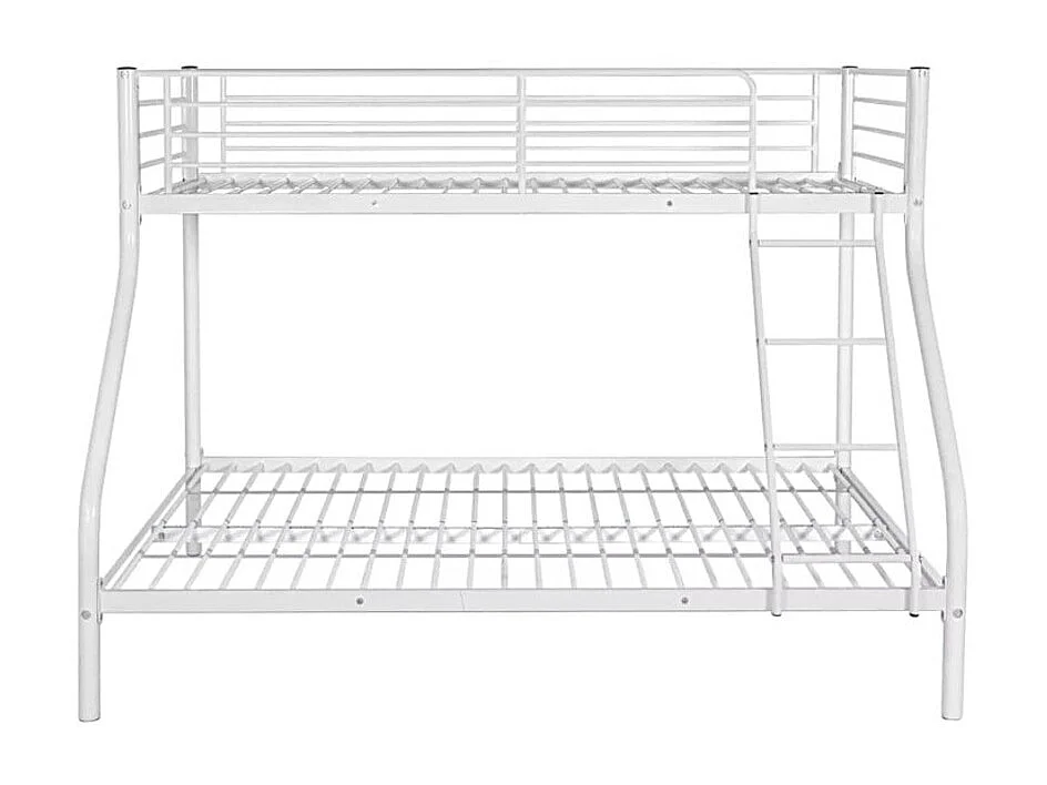 Lit superposé 3 places 2+1 métal COSTO sommier inclus blanc