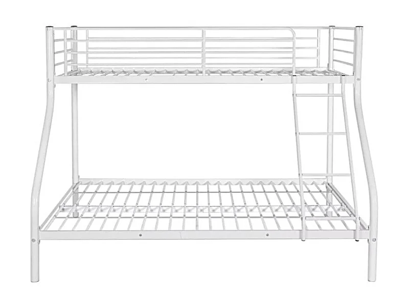 Lit superposé 3 places 2+1 métal COSTO sommier inclus blanc