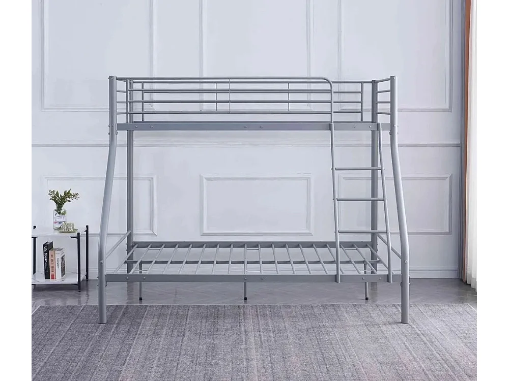 Lit superposé 3 places 2+1 métal COSTO sommier inclus gris