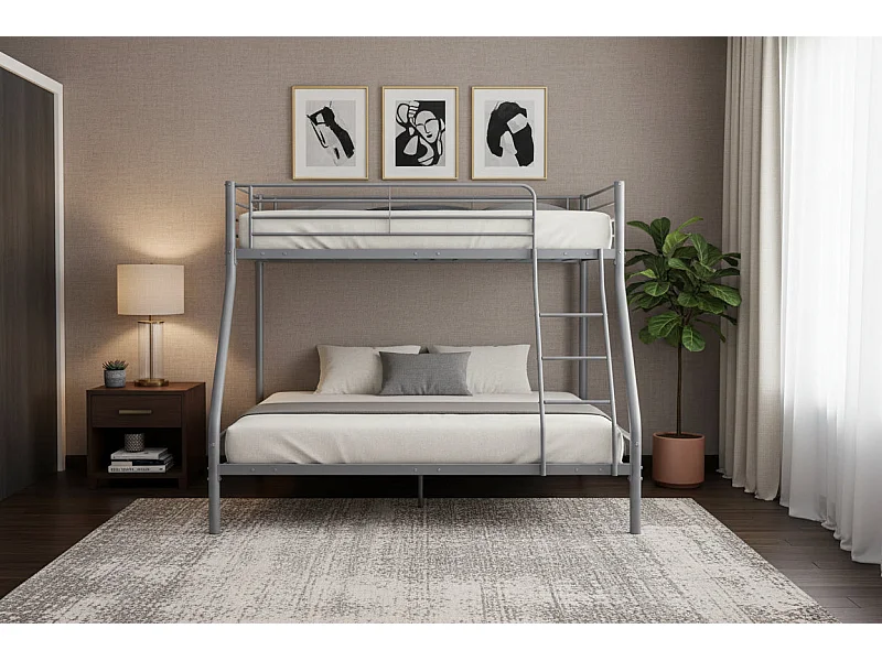 Lit superposé métal 3 places 90x190 140x190 cm Gris COSTO