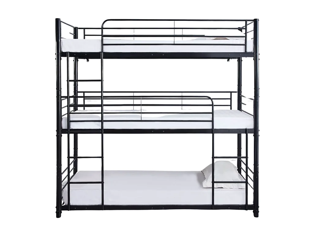 Lit superposé en métal TRIPLE 3 couchages 90x190 cm Noir