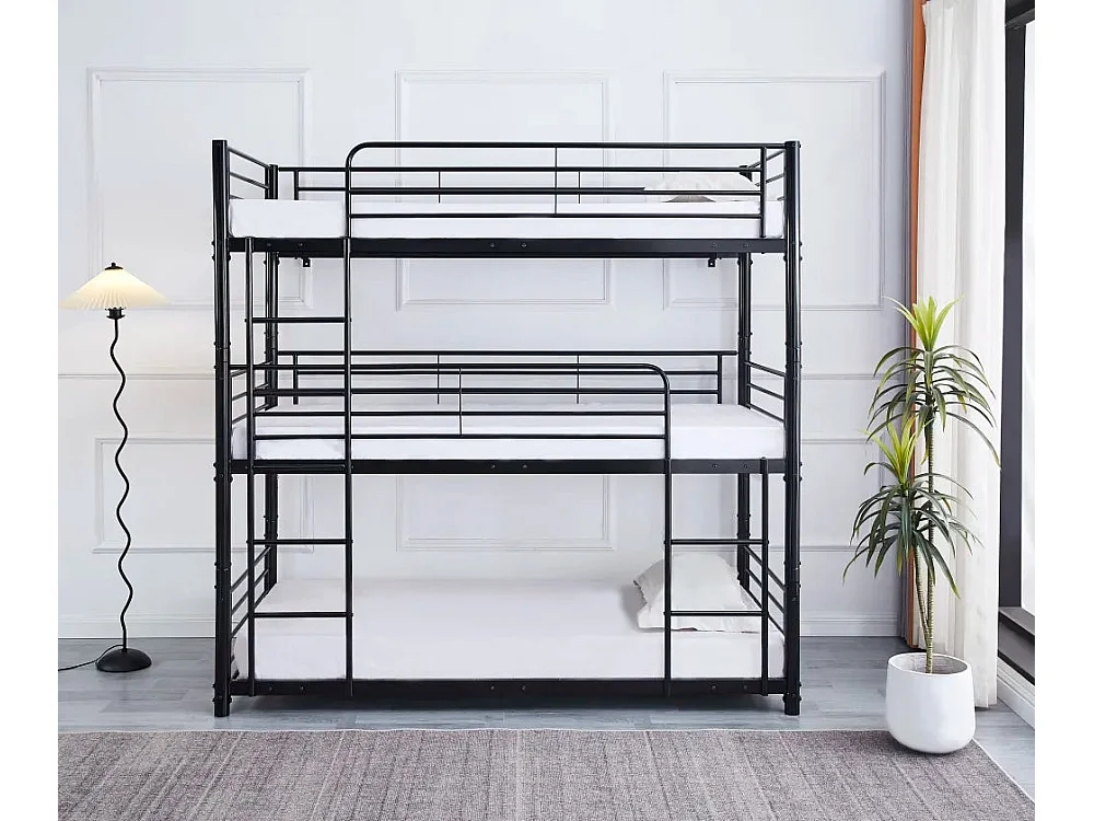 Lit superposé en métal TRIPLE 3 couchages 90x190 cm Noir