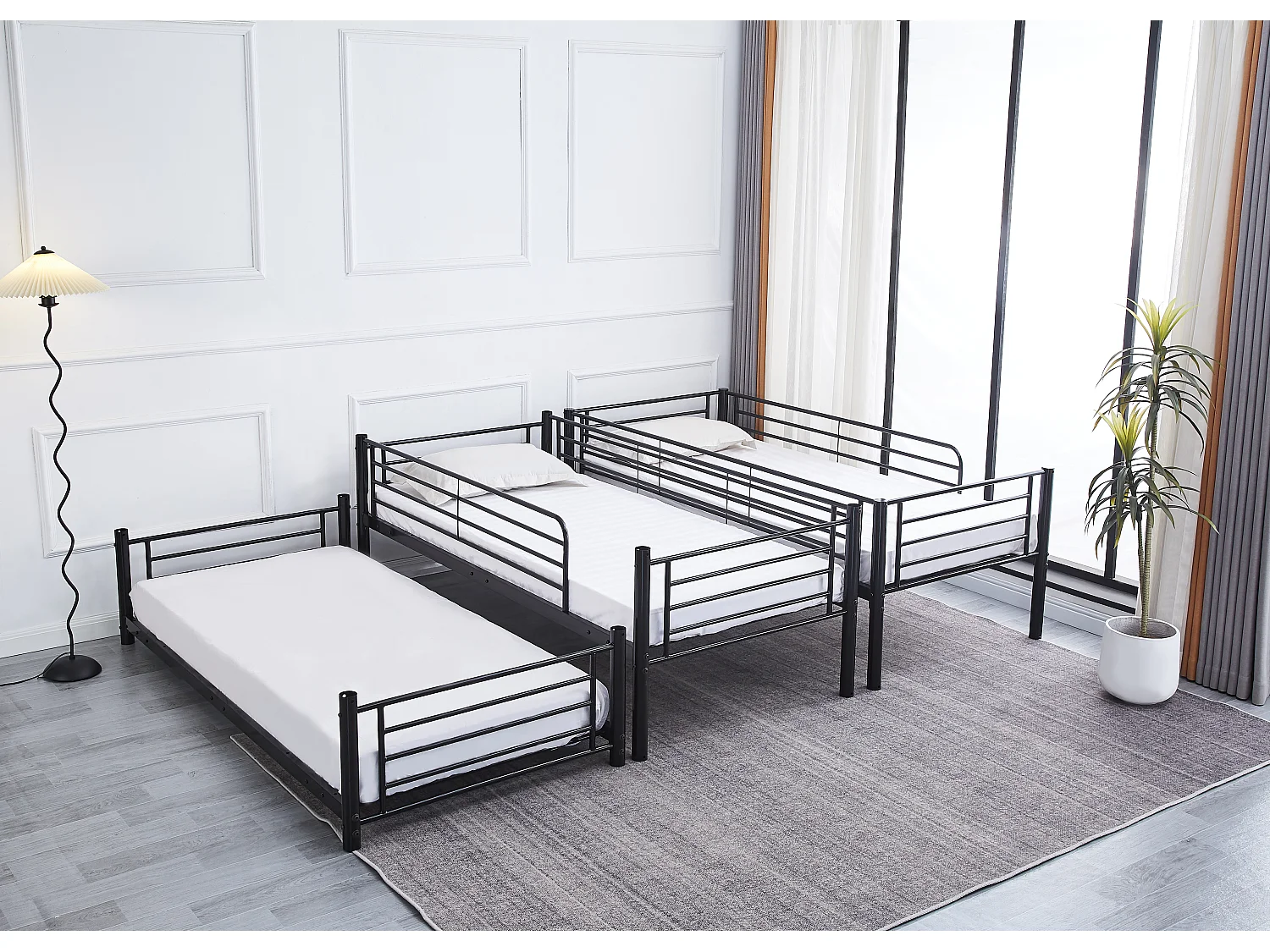 Lit superposé en métal TRIPLE 3 couchages 90x190 cm Noir