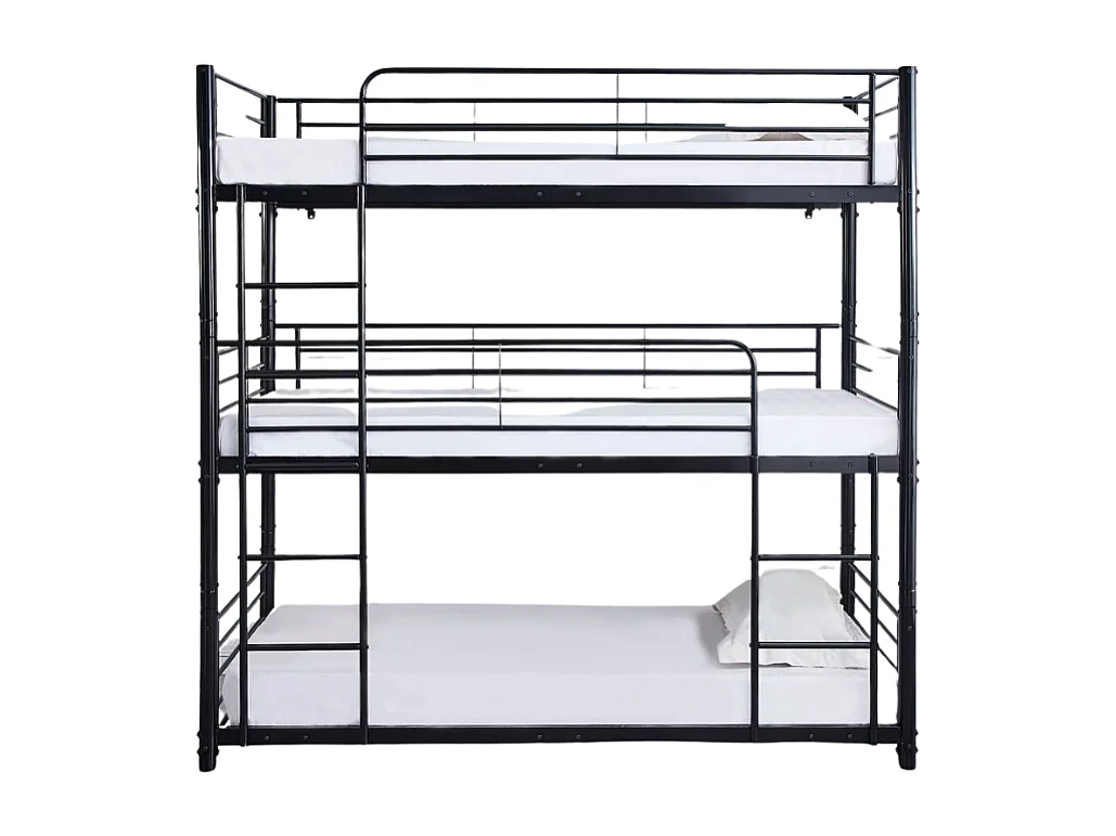 Lit superposé en métal TRIPLE 3 couchages 90x190 cm Noir