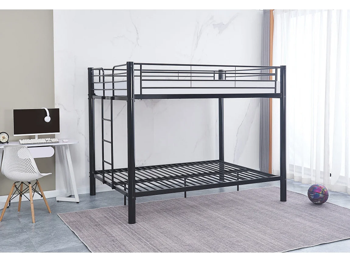 Lit superposé 4 places 2+2 COLOSSE 140x190 cm  Sommier inclus Noir