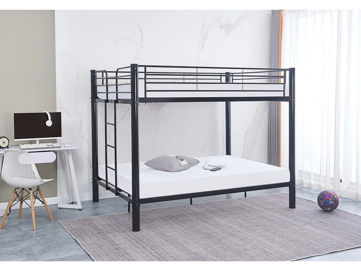 Lit superposé 4 places 2+2 COLOSSE 140x190 cm  Sommier inclus Noir