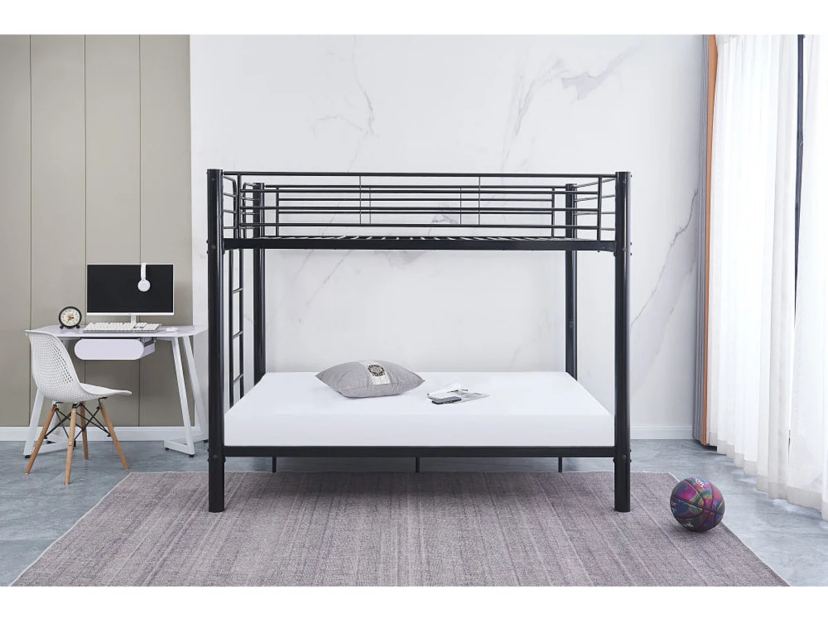 Lit superposé 4 places 2+2 COLOSSE 140x190 cm  Sommier inclus Noir