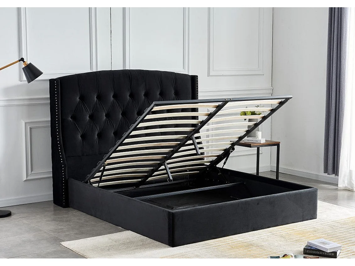 Lit Coffre 2 places 160x200 cm SULTAN velours sommier intégré