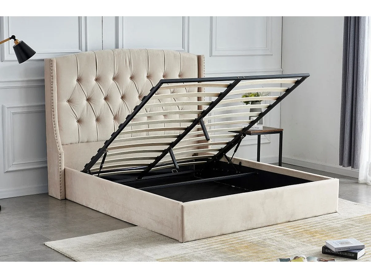 Lit Coffre 2 places 180x200 cm SULTAN velours sommier intégré