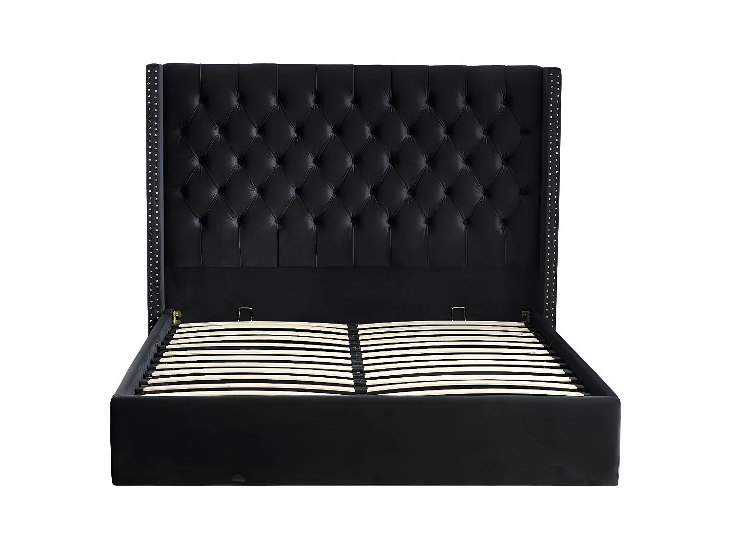 Lit COFFRE 2 places 180X200 cm CLOUTE velours