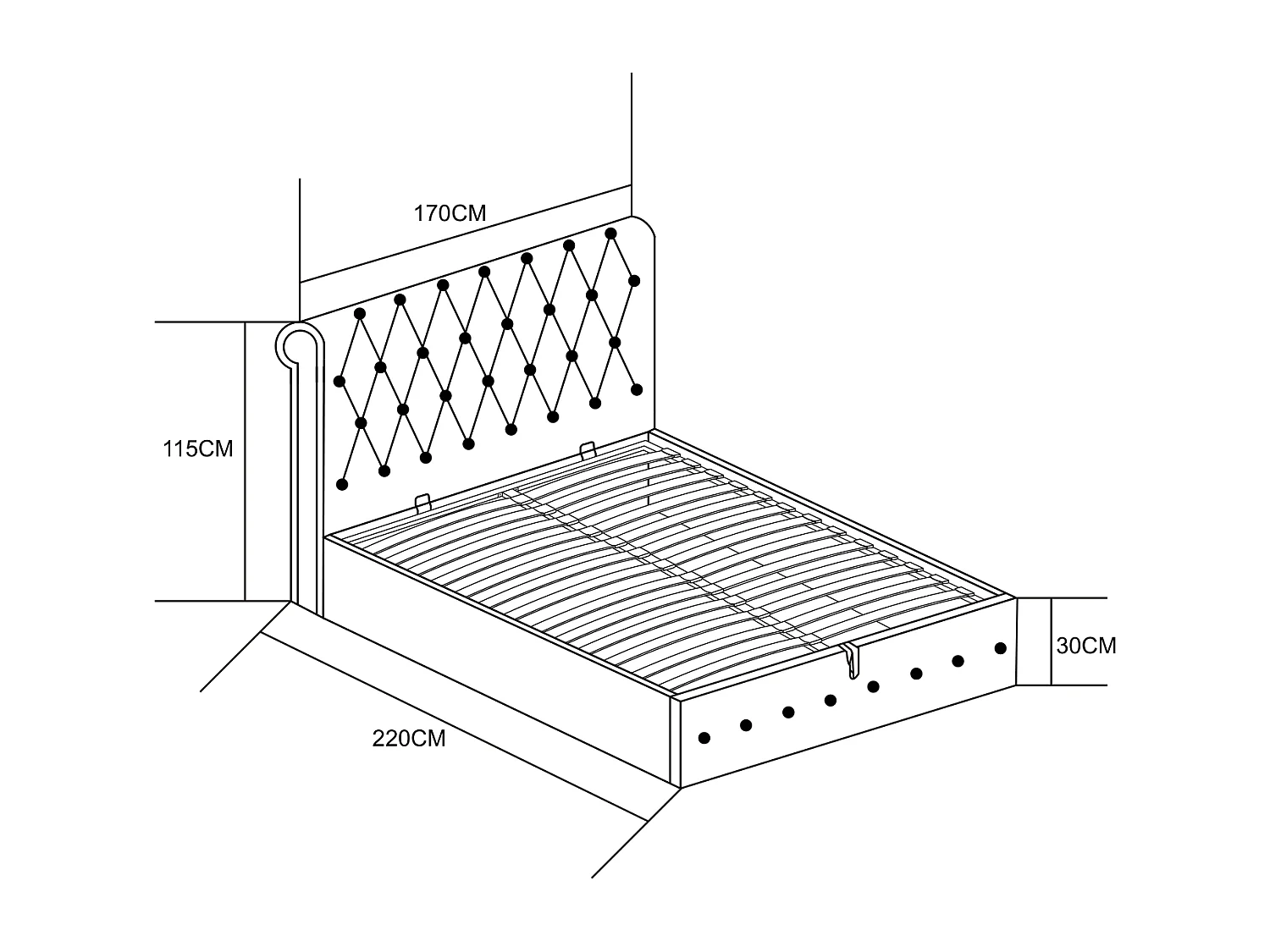 Lit coffre 2 places CORSICA en velours 160x200cm