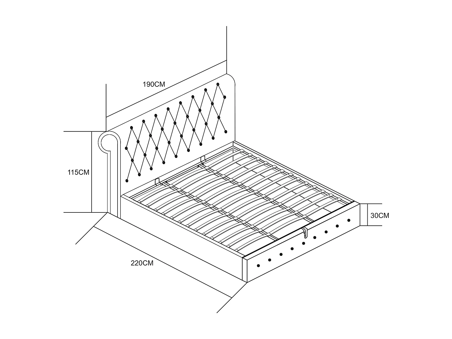 Lit coffre 2 places CORSICA en velours 180x200cm