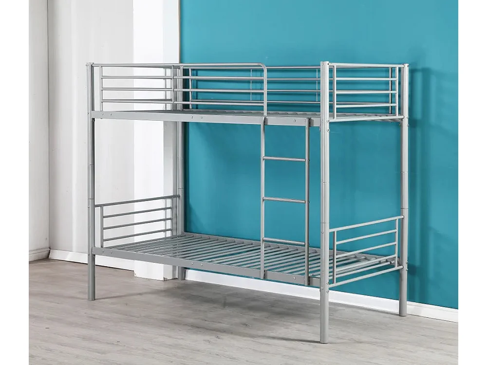 Lit superposé Séparable métal LUNA 1+1 90x190 cm sommier inclus gris