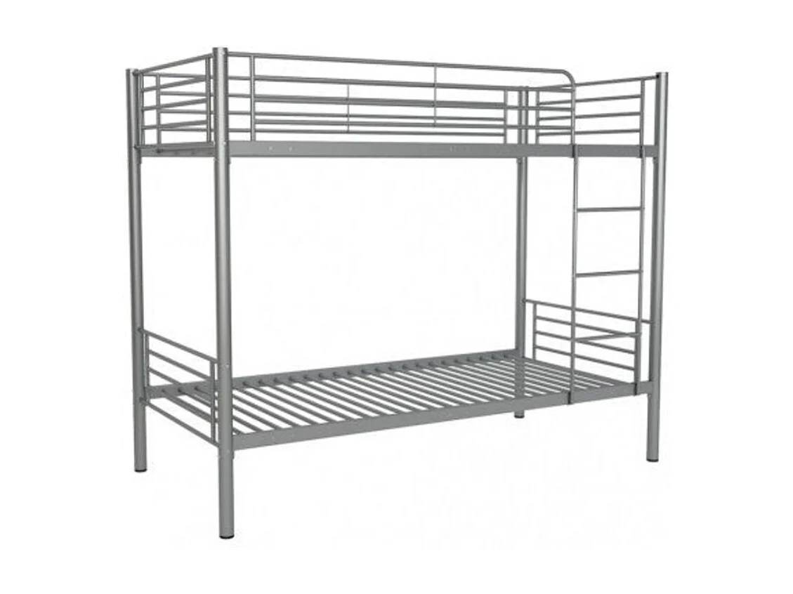 Lit superposé Séparable métal LUNA 1+1 90x190 cm sommier inclus gris