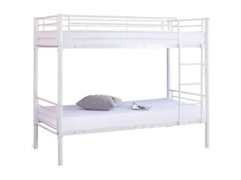 Lit superposé Séparable métal LUNA 1+1 90x190 cm sommier inclus blanc