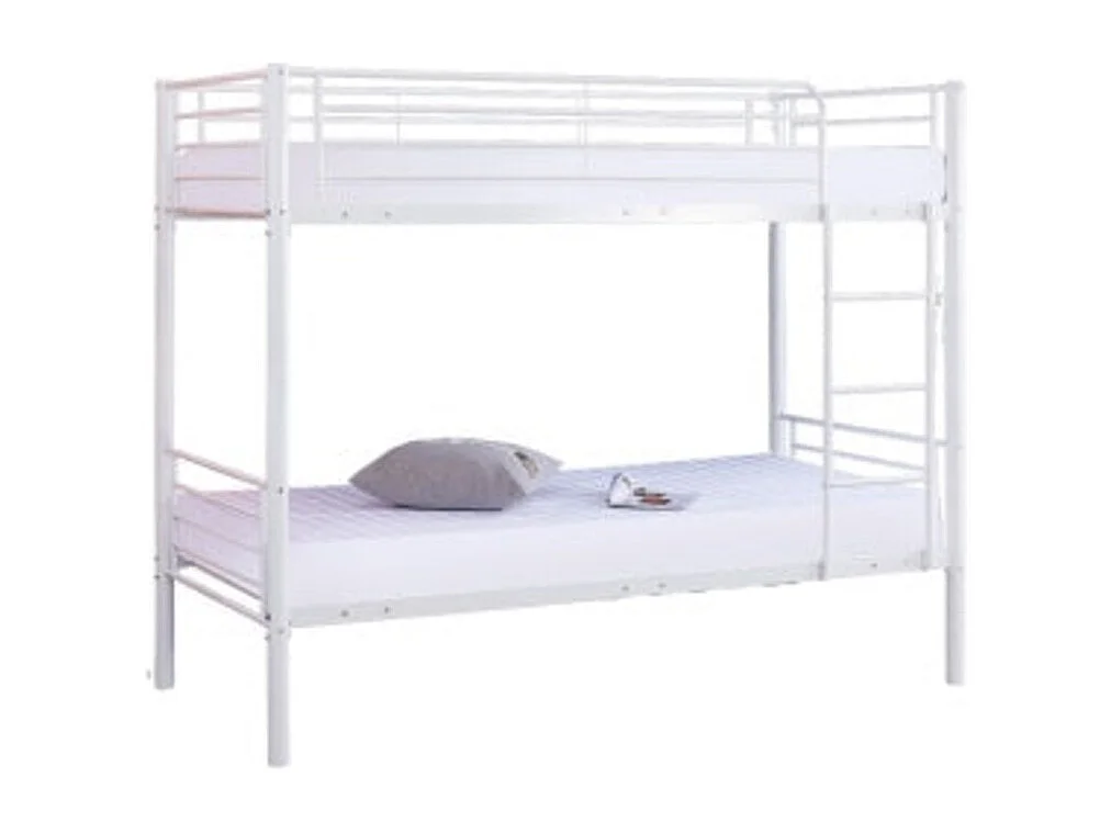 Lit superposé Séparable métal LUNA 1+1 90x190 cm sommier inclus blanc